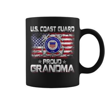 US Coast Guard Proud Grandma With American Flag Gifts Coffee Mug - Seseable