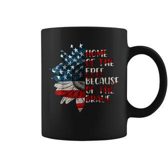 Us Flag Sunflower Home Of The Free Because Of The Brave Coffee Mug | Mazezy