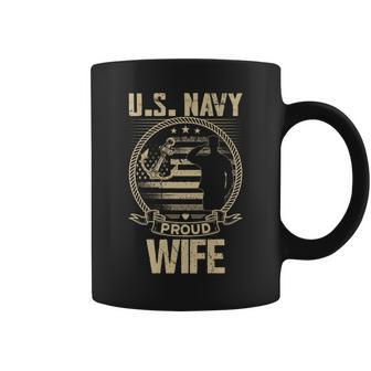 Us Na Vy Proud Wife Veteran Day Memorial Day Military Wife Coffee Mug - Seseable