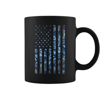 Us Navy Camo Veteran American Flag Military Blue Coffee Mug | Mazezy