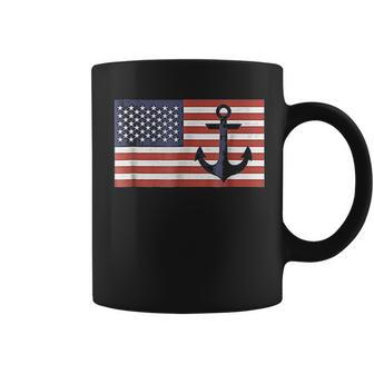 Usa American Flag Nautical Blue Anchor Patriotic Coffee Mug - Thegiftio UK