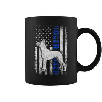 Usa Flag Clothing Police Boxer Dog Dad Gifts Thin Blue Line Coffee Mug - Seseable