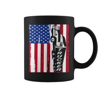 Usa Flag Truck Driver Design American Flag Trucker Coffee Mug - Seseable