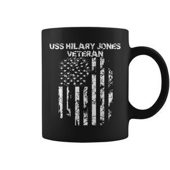 Uss Hilary Jones Military Veteran Distressed Usa Flag Coffee Mug - Seseable