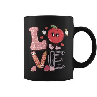 Valentine Teacher Love Retro Groovy Valentines Day Teachers Coffee Mug - Seseable