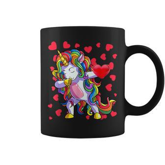 Valentines Day Girls Women Dabbing Unicorn Valentines Coffee Mug - Seseable
