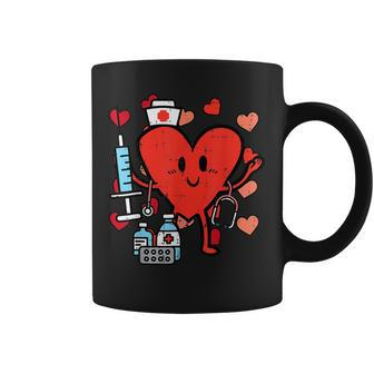 Valentines Day Nurse Heart Funny Nursing Scrub Top Rn Women Coffee Mug - Seseable