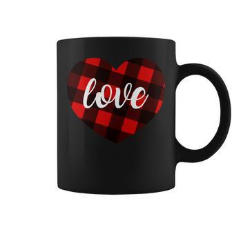 Valentines Days Buffalo Plaid Heart Tee - Men Women T-Shirt Coffee Mug | Mazezy