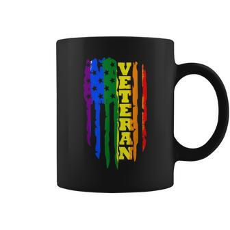 Veteran Lgbt Gay Pride Rainbow American Flag Military Coffee Mug - Seseable