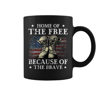 Veterans Combat Boots Flag Patriotic Home Of The Free Men Coffee Mug - Seseable