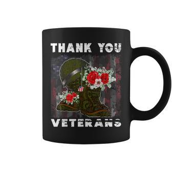 Veterans Thank You Vintage American Flag Veterans Day Coffee Mug - Seseable