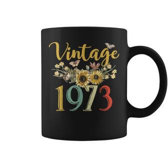 Vintage 1973 Sunflower 50Th Birthday Awesome Since 1973 Coffee Mug - Seseable