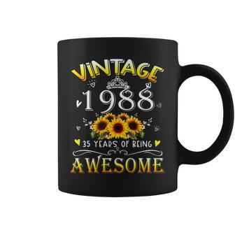 Vintage 1988 Sunflower 35 Years Old 35Th Birthday Coffee Mug - Seseable
