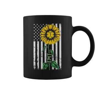 Vintage American Flag Emt Sunflower Hippie Emt Nurse Gifts Coffee Mug - Seseable