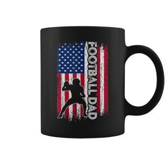 Vintage American Flag Football Dad Daddy Men Gift Coffee Mug - Seseable