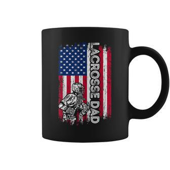 Vintage American Flag Lacrosse Dad Daddy Men Gift Coffee Mug - Seseable