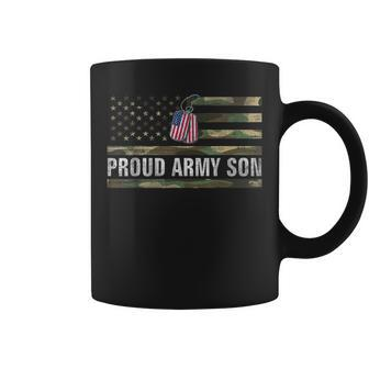 Vintage American Flag Proud Army Son Veteran Day Gift Coffee Mug - Seseable