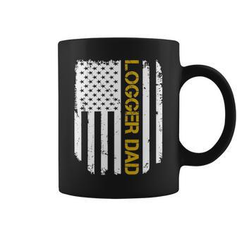 Vintage American Flag Proud Logger Dad Coffee Mug - Seseable