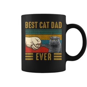 Vintage Best Cat Dad Ever Fathers Day Scottish Fold Cat Coffee Mug - Seseable