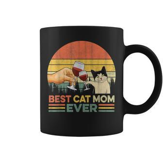 Vintage Best Cat Mom Ever Wine Drinking Women Coffee Mug - Seseable
