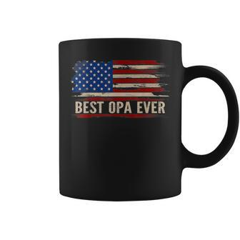 Vintage Best Opa Ever American Flag Fathers Day Gift Coffee Mug - Seseable