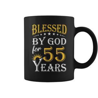 Vintage Blessed By God For 55 Years Happy 55Th Birthday Coffee Mug - Seseable