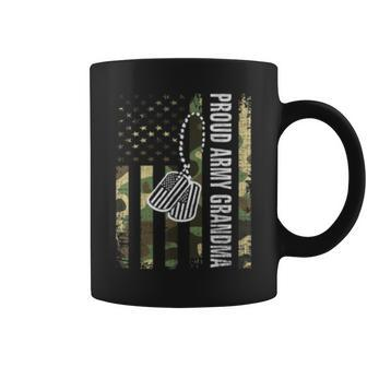 Vintage Camo Proud Army Grandma American Flag Gift Veteran Coffee Mug | Mazezy
