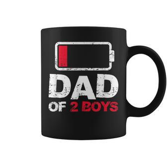 Vintage Dad Dad Of 2 Boys Battery Low Fathers Day Coffee Mug - Seseable