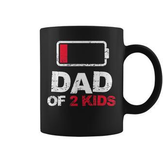 Vintage Dad Dad Of 2 Kids Battery Low Fathers Day Coffee Mug - Seseable