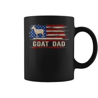 Vintage Goat Dad American Usa Flag FarmingFarmer Gift Coffee Mug - Seseable