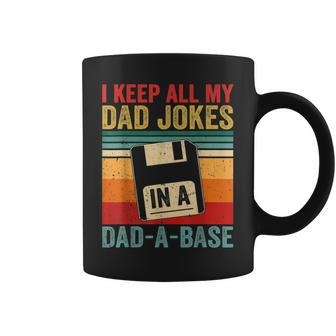 Vintage I Keep All My Dad Jokes In A Dad A Base Fathers Day Coffee Mug - Seseable