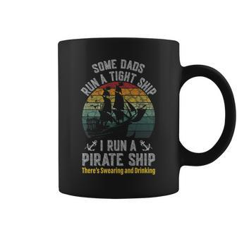Vintage I Run A Pirate Ship Dad Mom Family Matching Father Coffee Mug - Seseable