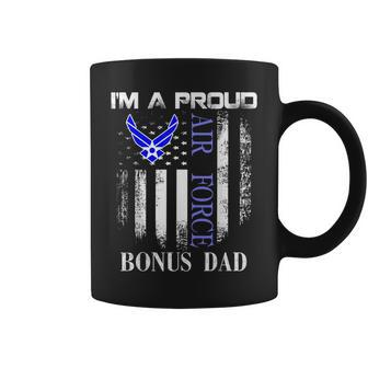 Vintage Im A Proud Air Force Bonus Dad With American Flag Coffee Mug - Seseable