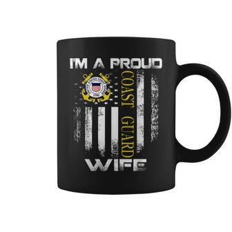 Vintage Im A Proud Coast Guard Wife With American Flag Coffee Mug - Seseable