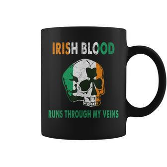 Vintage Irish Blood Run Through My Veins Flag Lover Gift Coffee Mug - Thegiftio UK