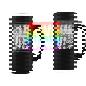 Vintage Love Win Rainbow Peace Sign Pride Lesbian Gay Lgbtq V2 Coffee Mug - Thegiftio