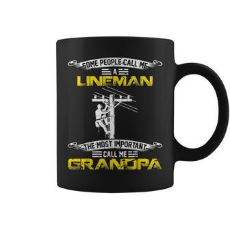 Vintage Most Important Call Me Grandpa Funny Lineman Daddy Coffee Mug | Mazezy