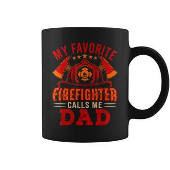 Vintage My Favorite Firefighter Calls Me Dad Funny Job Coffee Mug | Mazezy