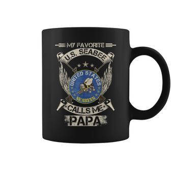 Vintage My Favorite Us Seabee Veteran Calls Me Papa Coffee Mug - Seseable