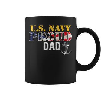 Vintage Navy Proud Dad With US American Flag Gift Coffee Mug - Seseable