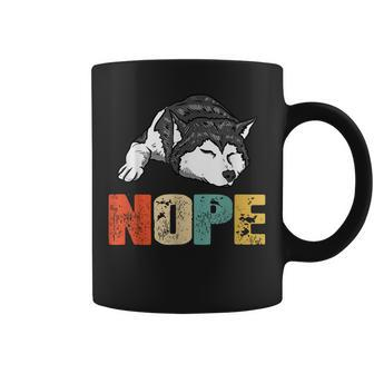 Vintage Nope Funny Siberian Husky Dog Lover Coffee Mug - Thegiftio UK