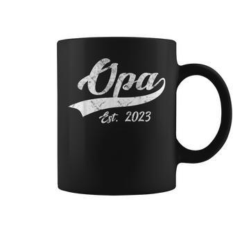 Vintage Opa Est 2023 Fathers Day Dad Papa Grandpa Men Coffee Mug - Seseable