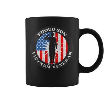 Vintage Patriotic Us Flag Gift - Proud Son Veteran Vietnam Coffee Mug - Seseable