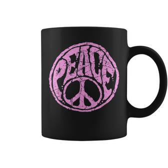 Vintage Pink Peace Sign 60S 70S Hippie Retro Peace Symbol Coffee Mug | Mazezy