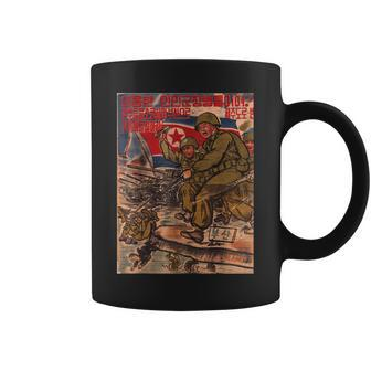 Vintage Poster - North Korean Propaganda Retro Coffee Mug - Seseable