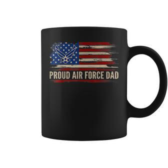Vintage Proud Air Force Dad American Flag Veteran Gift Coffee Mug - Seseable