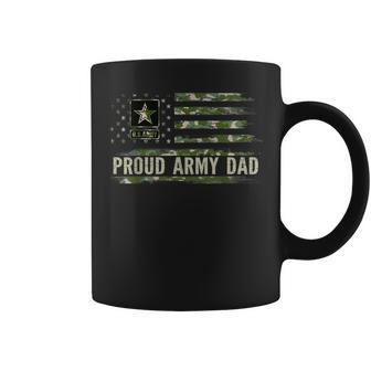 Vintage Proud Army Dad Camo American Flag Veteran Gift Coffee Mug - Seseable