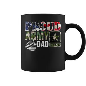 Vintage Proud Army Dad Camo With American Flag Gift Coffee Mug - Seseable