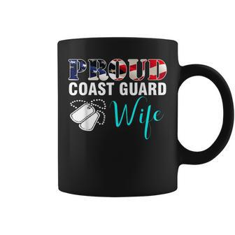 Vintage Proud Coast Guard Wife With American Flag Gift Coffee Mug - Seseable