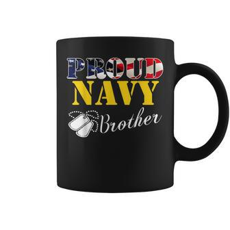 Vintage Proud Navy Brother With American Flag Gift Veteran Coffee Mug - Seseable